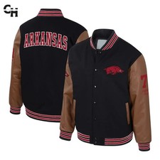 Letterman Arkansas Razorbacks Black and Brown Varsity Jacket
