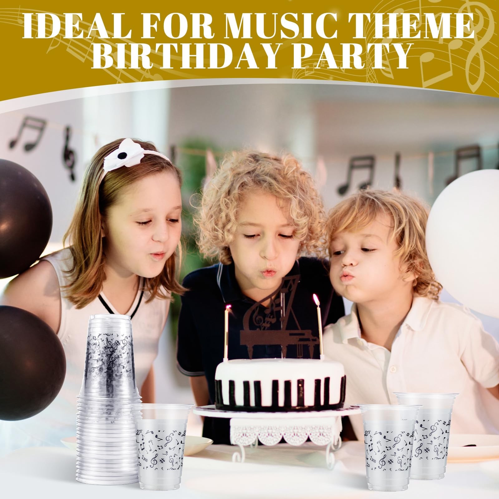 100 Pcs Music Themed Party Favors Musical Note Party Supplies Bulk 16 oz Clea...