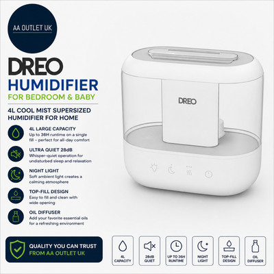 Dreo Luftbefeuchter Schlafzimmer Baby 4L Cool Mist Supersized Home 28 dB leise weiß