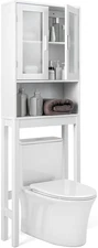 over the Toilet Storage Cabinet, Bathroom Space Saver W/Double Tempered Glass Do