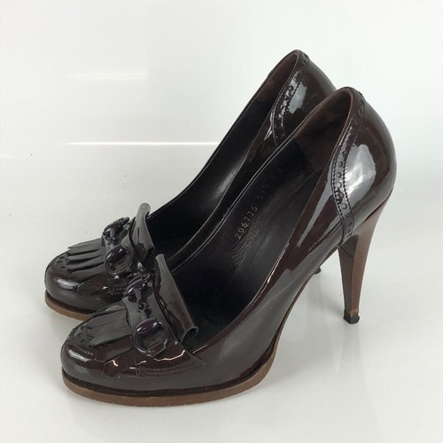 GUCCI Pumps Heel Horsebit Leather Brown EU37.5/US7.5 85340c - Picture 14 of 24