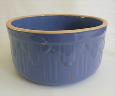 Vtg Art Deco Western Stoneware Crock Lincoln Drape Periwinkle Blue Made In USA