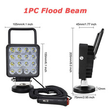 48W Magnetic LED Work Light Flood Spot Beam Offroad Truck ATV Boat Lamp