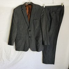 Jos A Bank Suit Mens 42R Slim Fit Wool Blend Two Button Jacket Pants Pinstripe