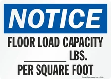 5 x 7 inch Notice Label, Floor Load Capacity Write-On, OSHA, 3 mil Adhesive