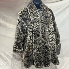 Vintage Monterey Fashions Leopard Cheetah Print Faux Fur Coat Womens XS USA 90s