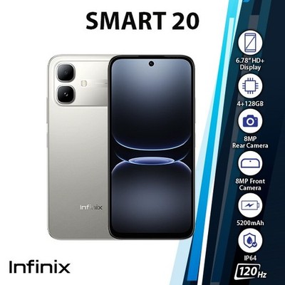 (New)Infinix Smart20 Android Cell Phone (4GB+128GB/TITANIUM/Dual SIM/Unlocked)