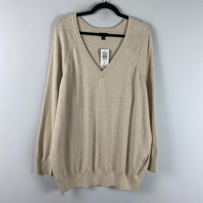 Torrid Everyday Soft V-Neck Raglan Sleeve Sweater Size 3X Beige Pullover