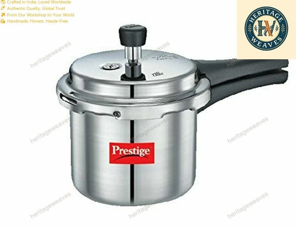 Indian Best Prestige Popular Aluminium Pressure Cooker, 67.6oz White Gift