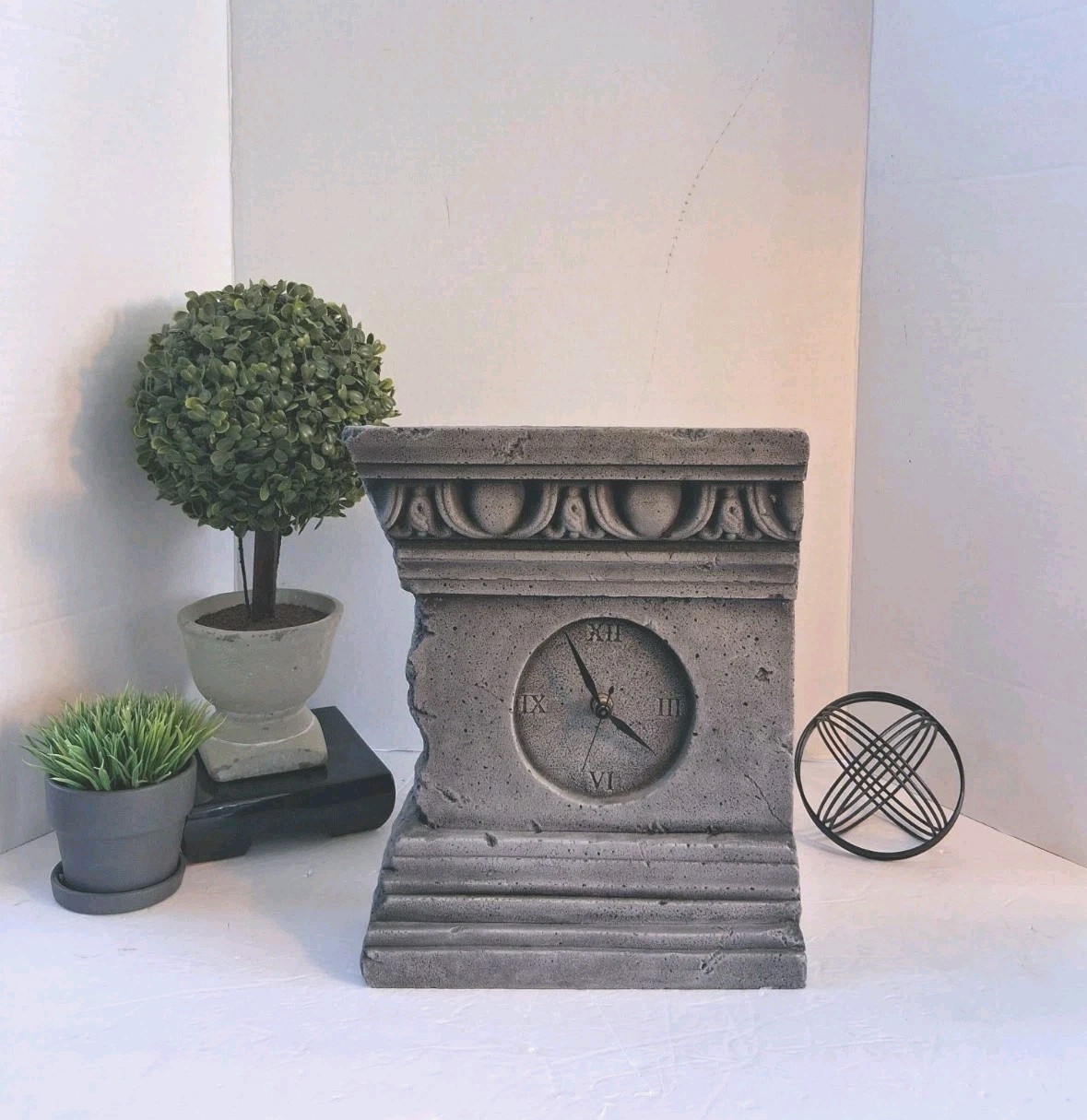 Solid Concrete Cast Stone Clock;Historically Accurate Art Piece; New OOB! Works!
