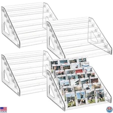 4-Pack 7-Tier Acrylic Card Display Stand with Clip-On for Trading & Business