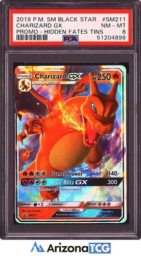 Pokemon 2019 Charizard GX SM211 Black Star Promo Hidden Fates Tins PSA 8