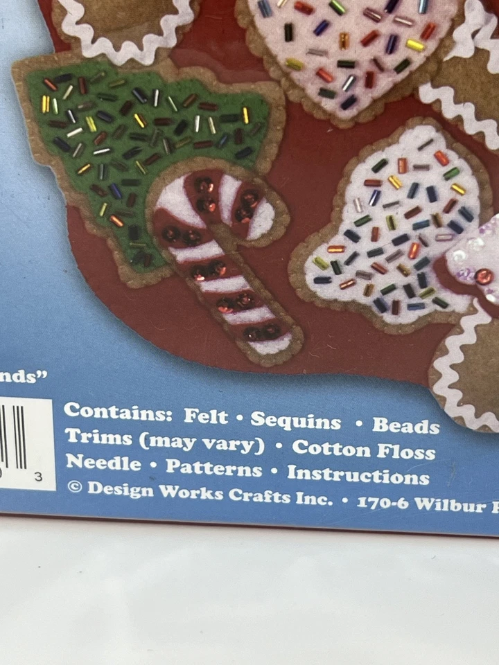 Design Works Felt Beaded Christmas Stocking Kit Gingerbread Friends #5240 - Image 2 of 3