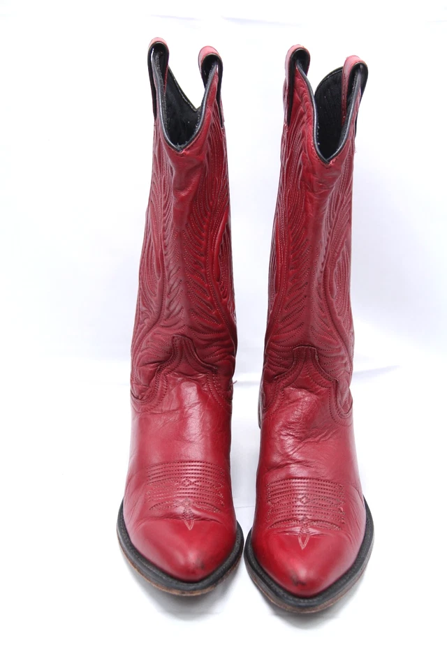 Botas Abilene para mujer 5,5 M cuero rojo estrecho bordado vaquera occidental EE. UU. Foto 2 de 4