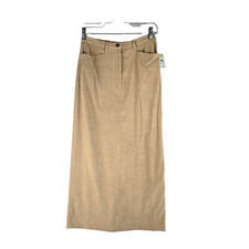 Talbots Womens Beige Midi Skirt Back Slit Front Pockets Stretch Size 4P NWT