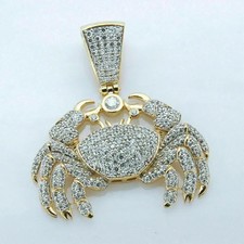 3.00Ct Round Real Moissanite Crab Cancer Zodiac Sign Pendant 14K Gold Plated