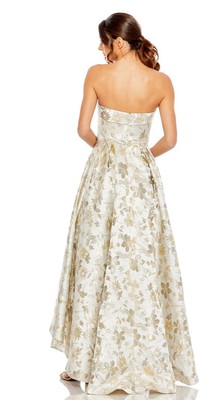 MAC DUGGAL 49619 Brocade Strapless Golden Floral High Low Gown Size 10 $698  | eBay