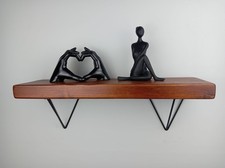 Rustic Chunky Shelf Solid Wood 7" Deep Handmade + Metal Triangle Wall Brackets