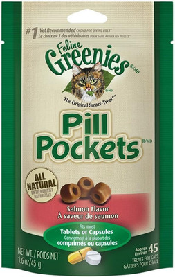 Feline Pill Pockets for Cats Natural Soft Cat Treats, Salmon Flavor, 1.6 Oz. Pou