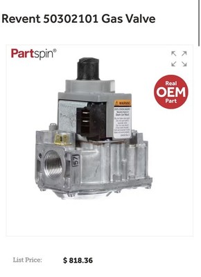 Revent 50302101 Gas Valve. New In Box.