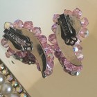 Laguna MCM Crystal Clip On Earrings with Iridescent pink crystal bead clusters. — photo 7