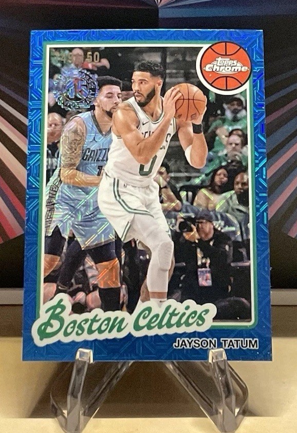 2025-26 Topps JAYSON TATUM 1980-81 Topps Chrome #JC-JT Blue Refractor Mojo /150