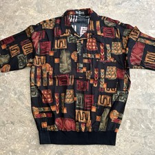 Vintage 1990s Alan Stuart Abstract Rayon Pullover Shirt M 23x27
