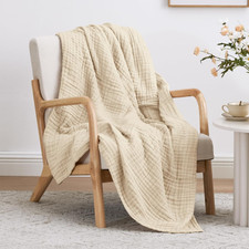 100% Cotton Muslin Blanket, 6 Layer Lightweight Breathable Gauze Throw Blanket 5