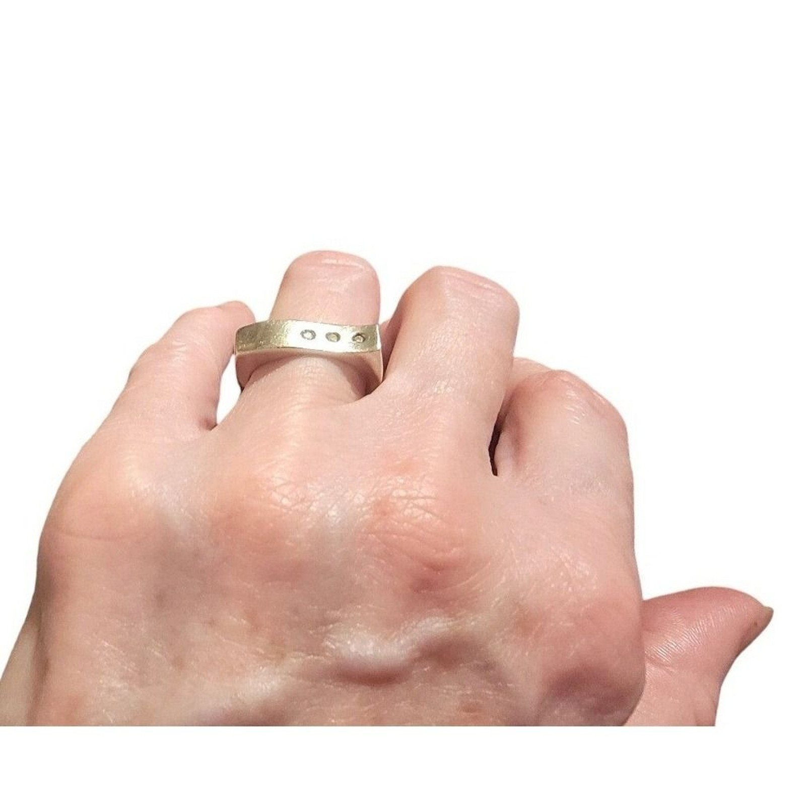 Solid 925 Silver 3 Genuine Diamond Ring Minimalis… - image 2