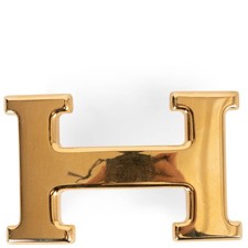 72844 auth HERMES gold plated CLASSIC H 32MM Belt Buckle