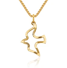 10K Solid Yellow Gold Dove Necklace