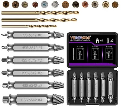 9-teiliges beschädigtes Schraubenausdreher-Set HSS 6542 63-65HRC Hartmetallbohrer & Koffer