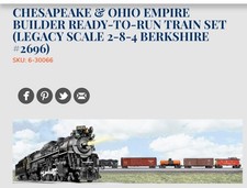 Lionel 6-30066 6-30067 Chesapeake Ohio Empire Builder Ready To Run Train Set
