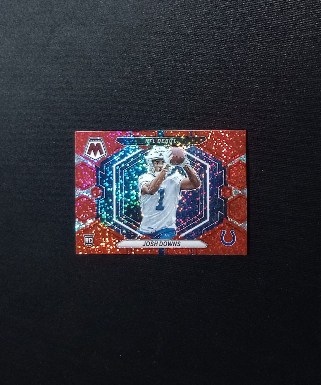2023 Panini Mosaic Josh Downs NFL Debut Red Sparkle RC Prizm #ND-15 Rare