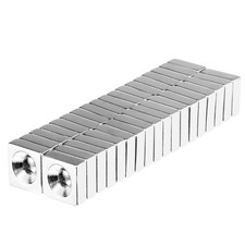 3/8 x 3/8 x 1/8 Inch Neodymium Countersunk Block Magnets N52 36 Pack