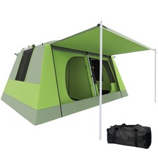 Outsunny Two Room Dome Tent Camping Shelter w/ Porch and Portable Carry Bag