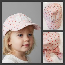 RARE Baby GAP Girls Pink Baseball Bow Cap Hat Embroidered Logo Red Polka Dot M/L