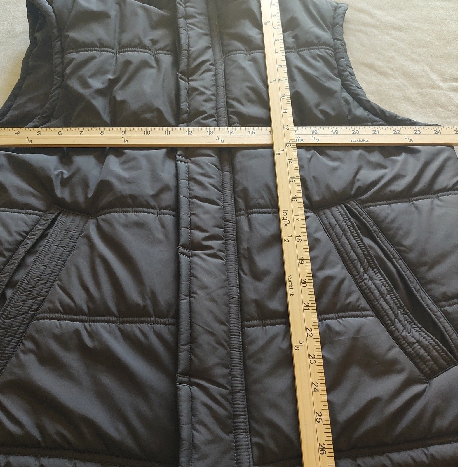 Men Black Quilted Puffer Vest Full Zip Button Front Sleeveless Jacket XL RN73277