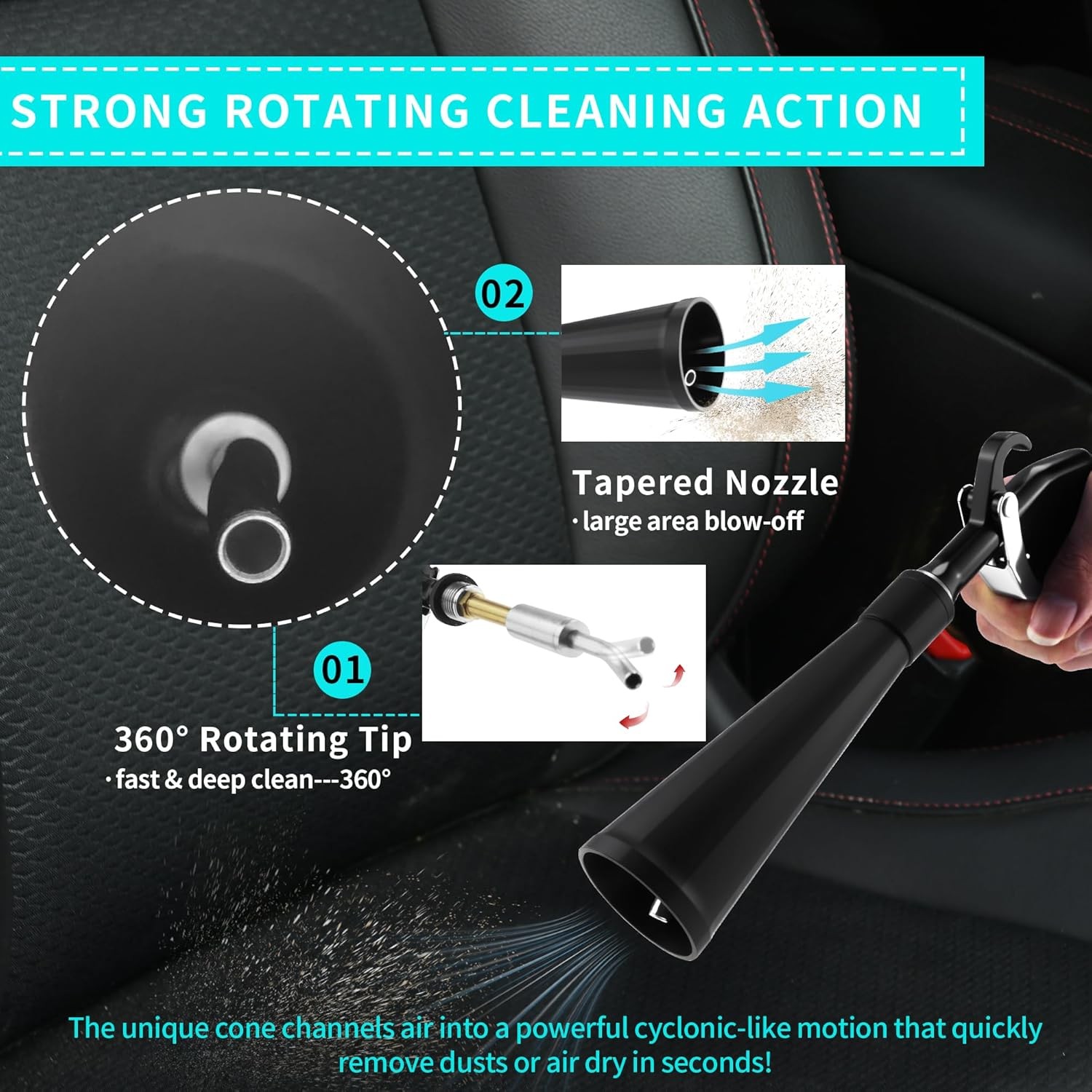 Car Dry Cleaning Gun,Tornado Air Gun,High Pressure Blow Gun,Fast... 