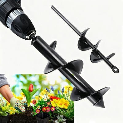 Garden Auger Drill Bit for Planting - Pack of 2 - 3.15''× 9.84'' & 1.97''×8.66''