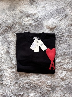 AMI Paris Alexandre Mattiussi Ami de Cœur Pullover Schwarz Größe S Neu 