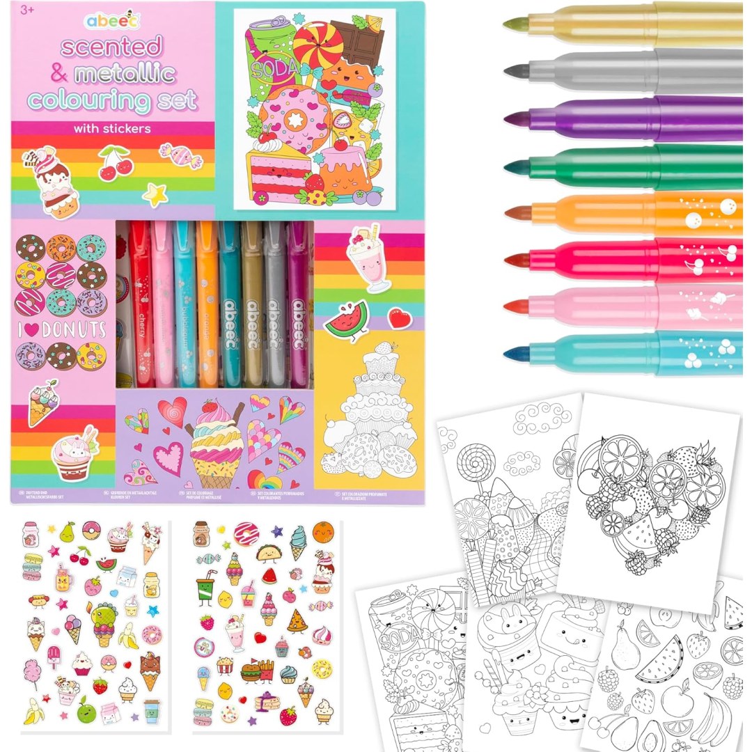 Abeec Scented and Metallic Colouring Set with Stickers New