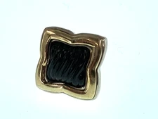 David Yurman 18K Yellow Gold Sterling Silver Black Onyx Quatrefoil Stud Earring