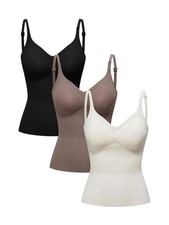Women's 3 Pack Camisole Tops Spaghetti Adjustable Strap Cami Fitting Tops wit...