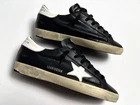 Men's Golden Goose Super Starr Black White Leather Star Sneakers - 40 26 cm