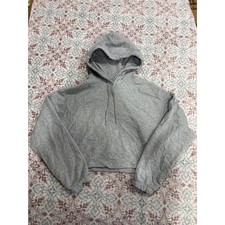 Calvin Klein Jeans Womens Gray Cropped Hoodie Sweatshirt Size Medium CK Logo