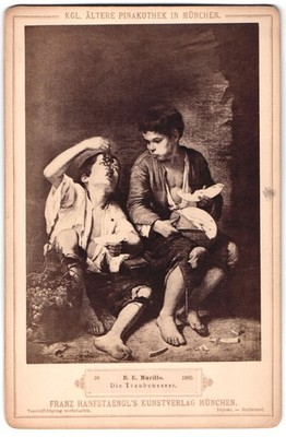 Fotografie Franz Hanfstaengl, München, Zwei Jungen essen Trauben, nach dem Gemä 
