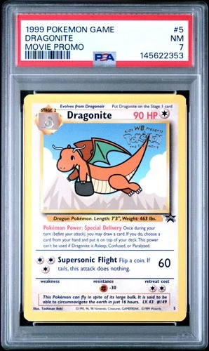 1999 POKEMON GAME MOVIE PROMO #5 DRAGONITE PSA 7