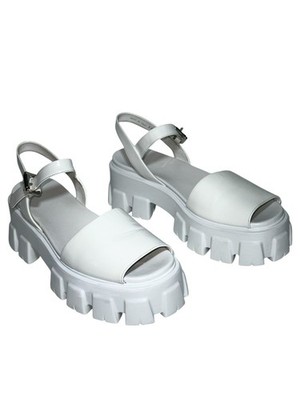 Prada Monolith Sandals in Bianco size 38.5 Chunky Platform Lug Sole Spazzolato