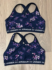 2X Womens Plus UNDER ARMOUR Crossback Sports Bra Lot of 2 Printed Floral Set Gym